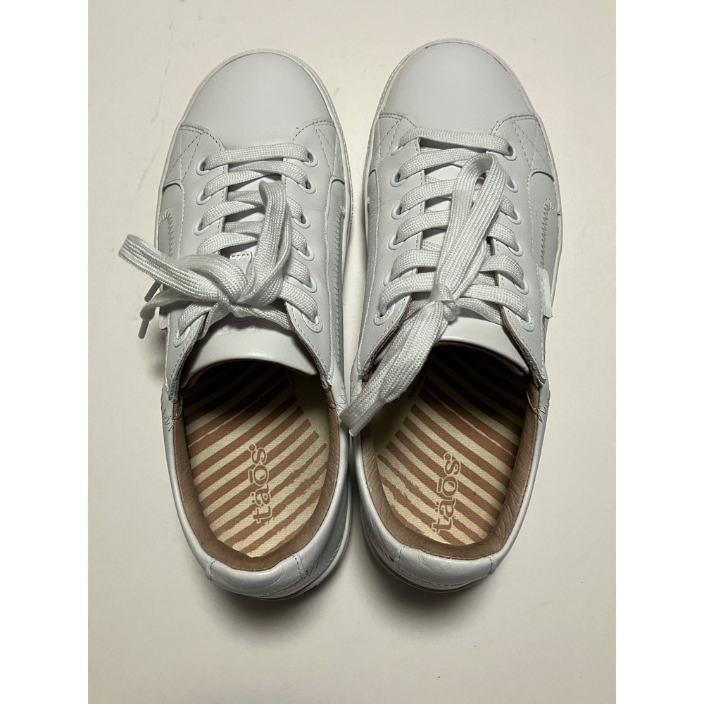 Taos Womens Plim Soul Lux Sneakers White Leather Minimalist Streetwear Size 8 - Picture 12 of 13